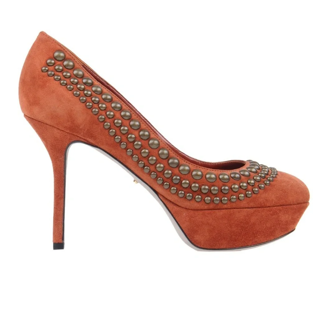 NIB‎ Sergio Rossi suede metal embellished heels